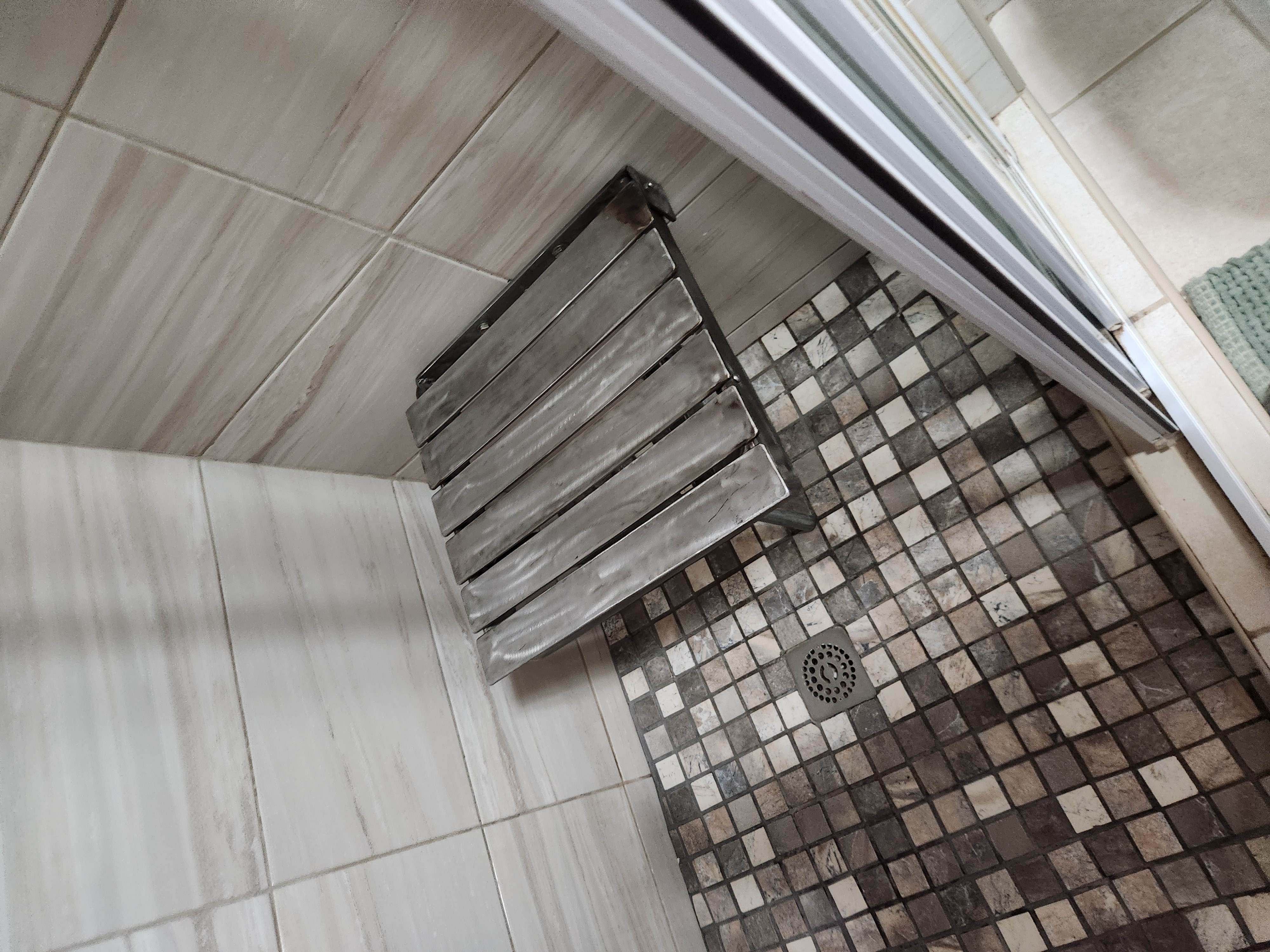 Shower seat installed